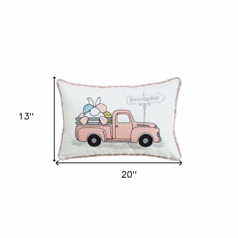 13" X 20" Pink and White Easter Egg Hunt Throw Pillow