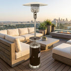 48000 BTU Silver Steel Propane Cylindrical Pole Standing Patio Heater