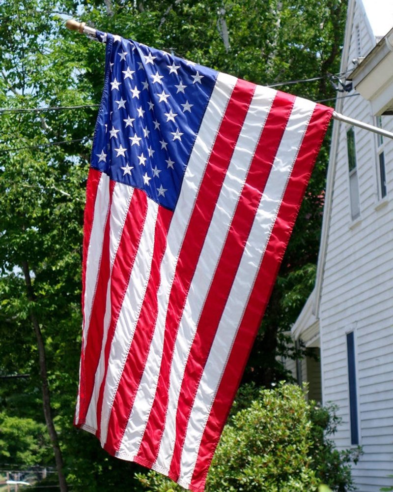 Set of Two Red White And Blue Embroidered Nylon American Flags