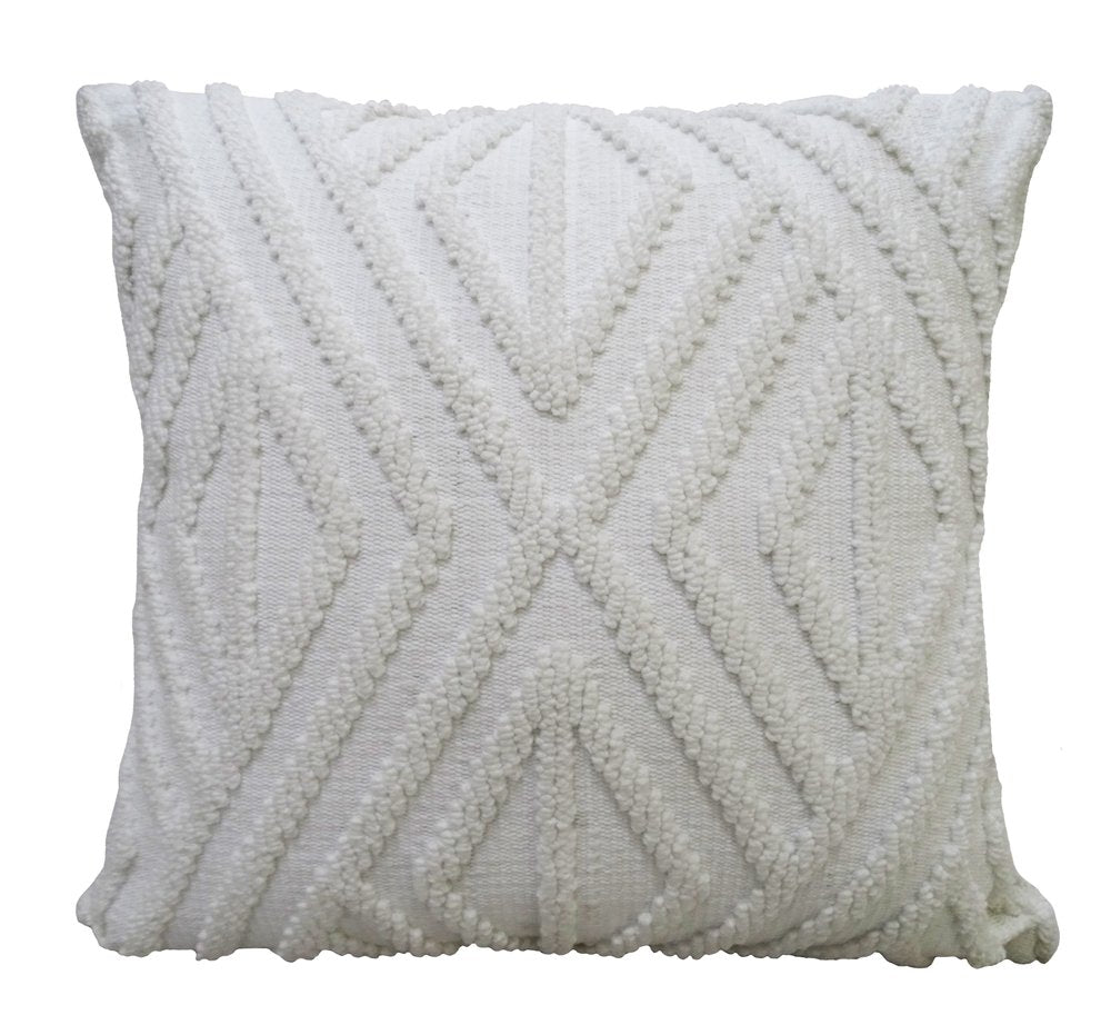 18" X 18" White Zippered Diamond Indoor Outdoor Throw Pillow