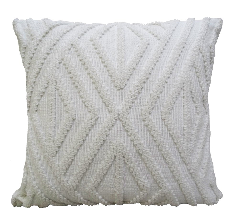 18" X 18" White Zippered Diamond Indoor Outdoor Throw Pillow