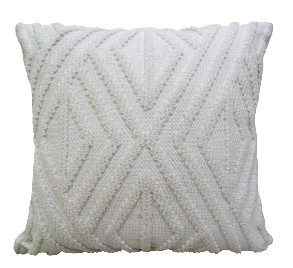 18" X 18" White Zippered Diamond Indoor Outdoor Throw Pillow