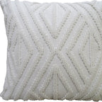 18" X 18" White Zippered Diamond Indoor Outdoor Throw Pillow