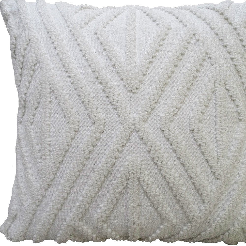 18" X 18" White Zippered Diamond Indoor Outdoor Throw Pillow