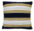 18" X 18" Black And Yellow Zippered Striped Indoor Outdoor Throw Pillow
