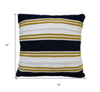 18" X 18" Black And Yellow Zippered Striped Indoor Outdoor Throw Pillow