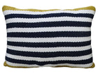 14" X 20" Black And Yellow Zippered Striped Indoor Outdoor Throw Pillow