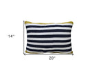 14" X 20" Black And Yellow Zippered Striped Indoor Outdoor Throw Pillow