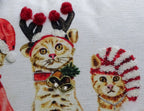 14" X 20" White And Red Cat Zippered Cotton Blend Christmas Throw Pillow
