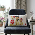 14" X 20" White And Red Cat Zippered Cotton Blend Christmas Throw Pillow