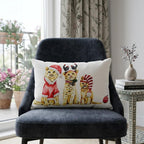 14" X 20" White And Red Cat Zippered Cotton Blend Christmas Throw Pillow