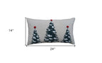 14" X 24" Red And Green Zippered Cotton Blend Christmas Tree Throw Pillow