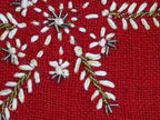 14" X 20" Red Zippered Cotton Blend Christmas Snowflakes Throw Pillow With Embroidery