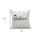 20" X 20" White Cotton Blend Believe Christmas Throw Pillow