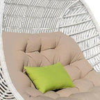 69" Beige and White Metal Indoor Outdoor Swing Chair with Beige Cushion