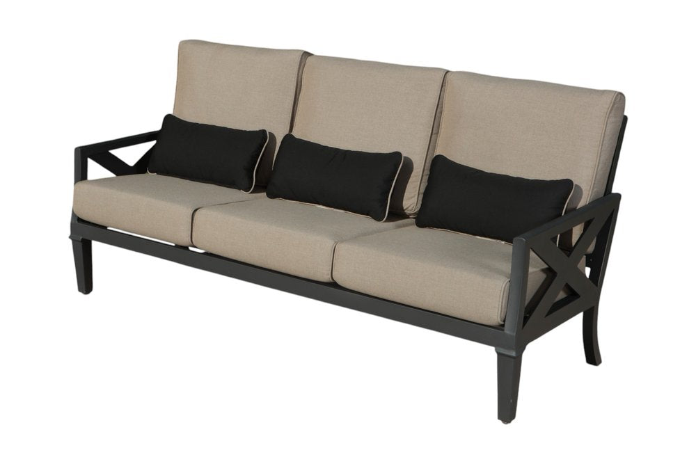 Six Piece Gray Metal Sectional Seating Group With Table