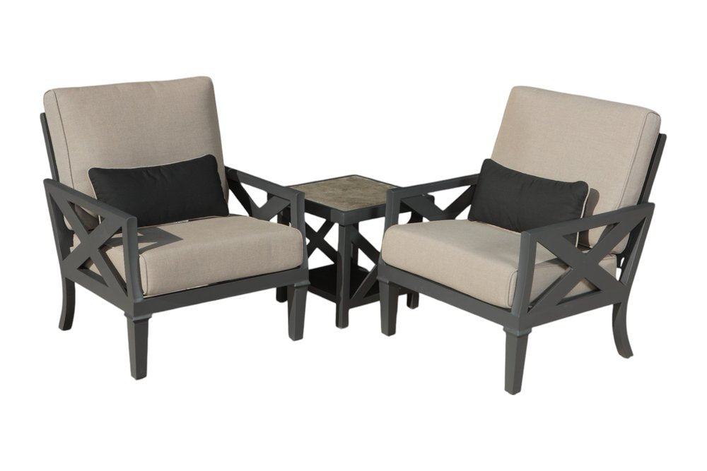 Six Piece Gray Metal Sectional Seating Group With Table