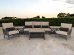 Six Piece Gray Metal Sectional Seating Group With Table