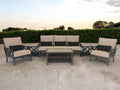 Six Piece Gray Metal Sectional Seating Group With Table
