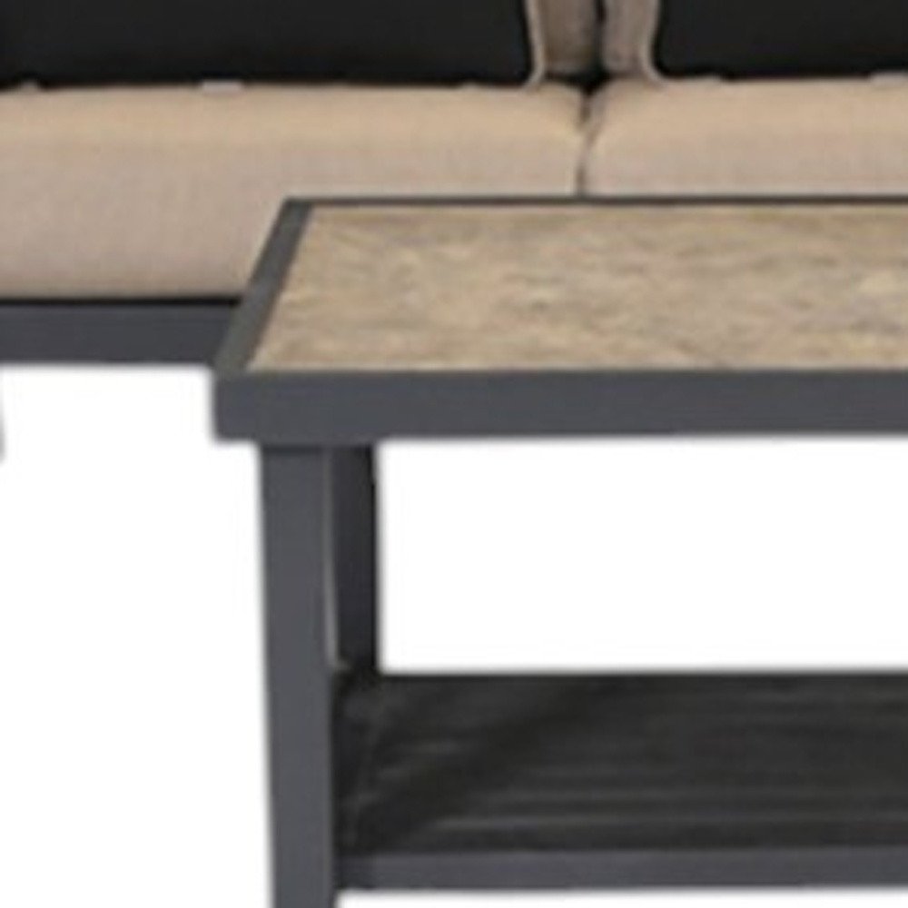 Six Piece Gray Metal Sectional Seating Group With Table
