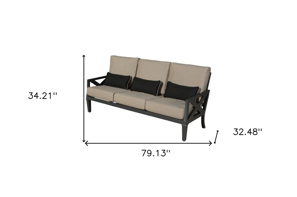 Six Piece Gray Metal Sectional Seating Group With Table