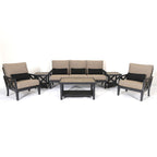 Six Piece Gray Metal Sectional Seating Group With Table