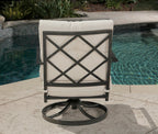 Five Piece Black and Gray Metal Outdoor Patio Set With Table