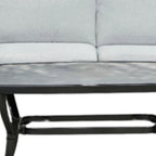 Four Piece Black and Light Gray Metal Outdoor Patio Set With Table