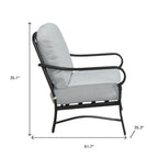 Four Piece Black and Light Gray Metal Outdoor Patio Set With Table