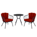 Three Piece Black and Red Metal Two Person Seating Group With Table
