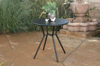 Three Piece Black and Red Metal Two Person Seating Group With Table