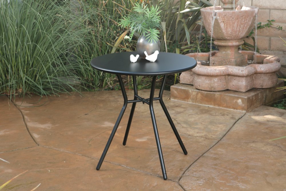 Three Piece Black and Red Metal Two Person Seating Group With Table