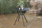 Three Piece Black and Red Metal Two Person Seating Group With Table