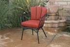 Three Piece Black and Red Metal Two Person Seating Group With Table