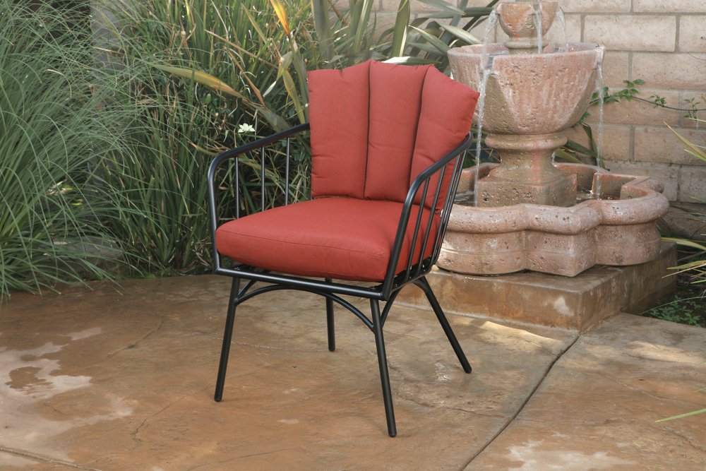 Three Piece Black and Red Metal Two Person Seating Group With Table