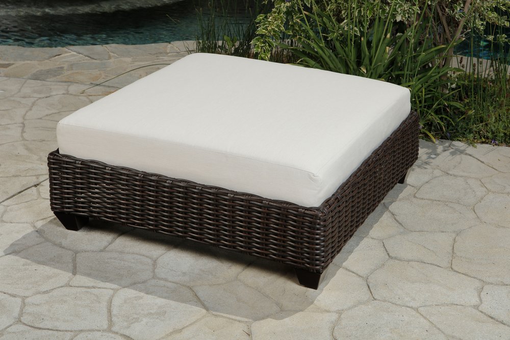 Four Piece Brown and White Wicker Sectional Seating Group