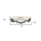 Four Piece Brown and White Wicker Sectional Seating Group