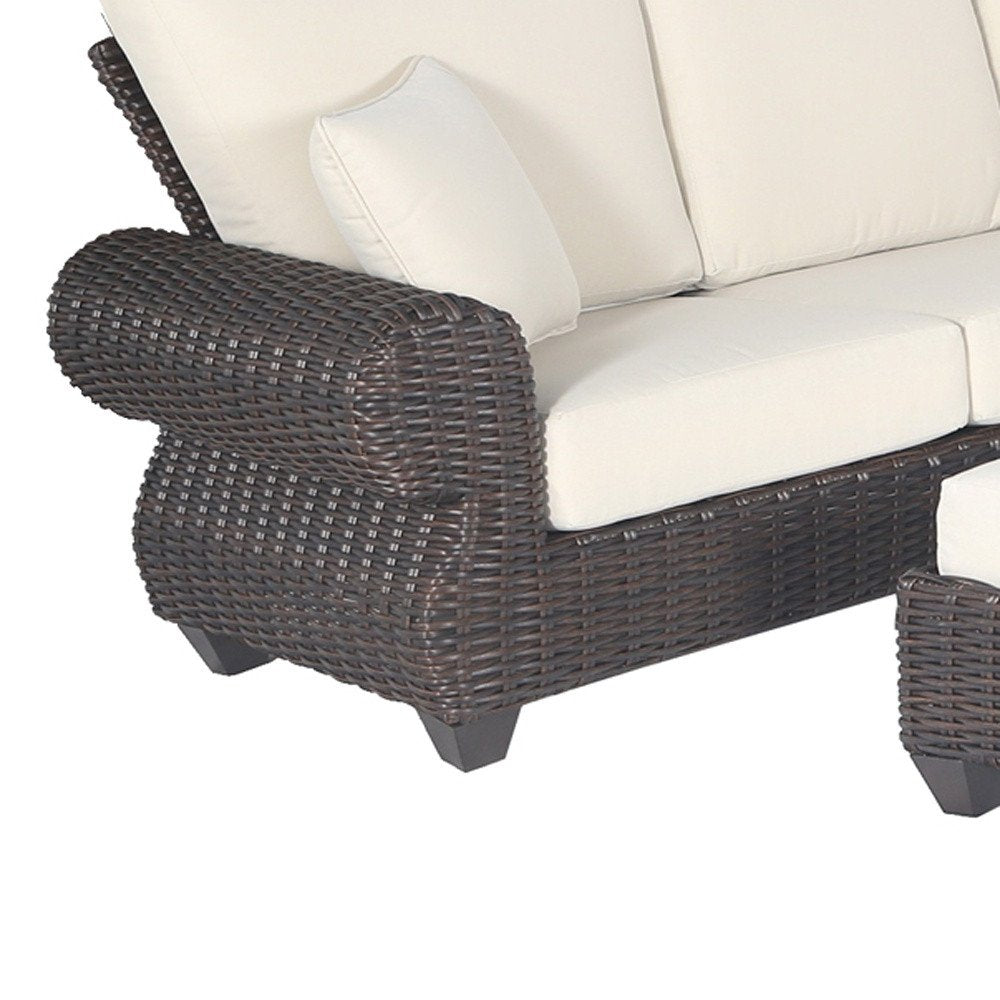 Four Piece Brown and White Wicker Sectional Seating Group