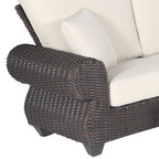 Four Piece Brown and White Wicker Sectional Seating Group
