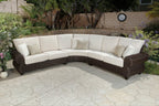 Four Piece Brown and White Wicker Sectional Seating Group