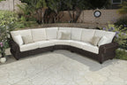 Four Piece Brown and White Wicker Sectional Seating Group
