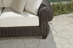 Four Piece Brown and White Wicker Sectional Seating Group
