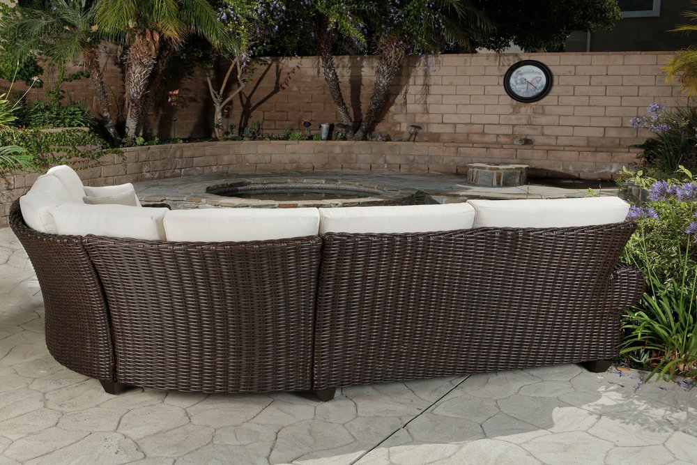 Four Piece Brown and White Wicker Sectional Seating Group