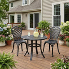 24" Black Rounded Metal Outdoor Bistro Table with Umbrella Hole