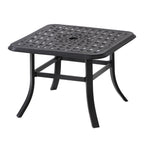 24" Black Square Metal Outdoor Bistro Table with Umbrella Hole