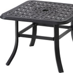 24" Black Square Metal Outdoor Bistro Table with Umbrella Hole
