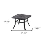 24" Black Square Metal Outdoor Bistro Table with Umbrella Hole