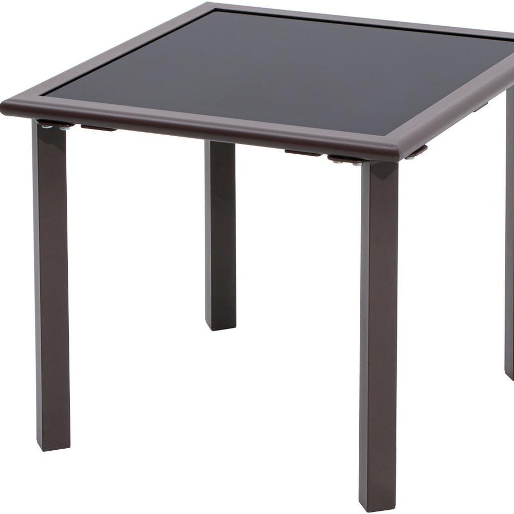 18" Black Square Glass Outdoor Side Table