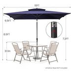 10' Navy Blue Polyester Rectangular Tilt Market Patio Umbrella