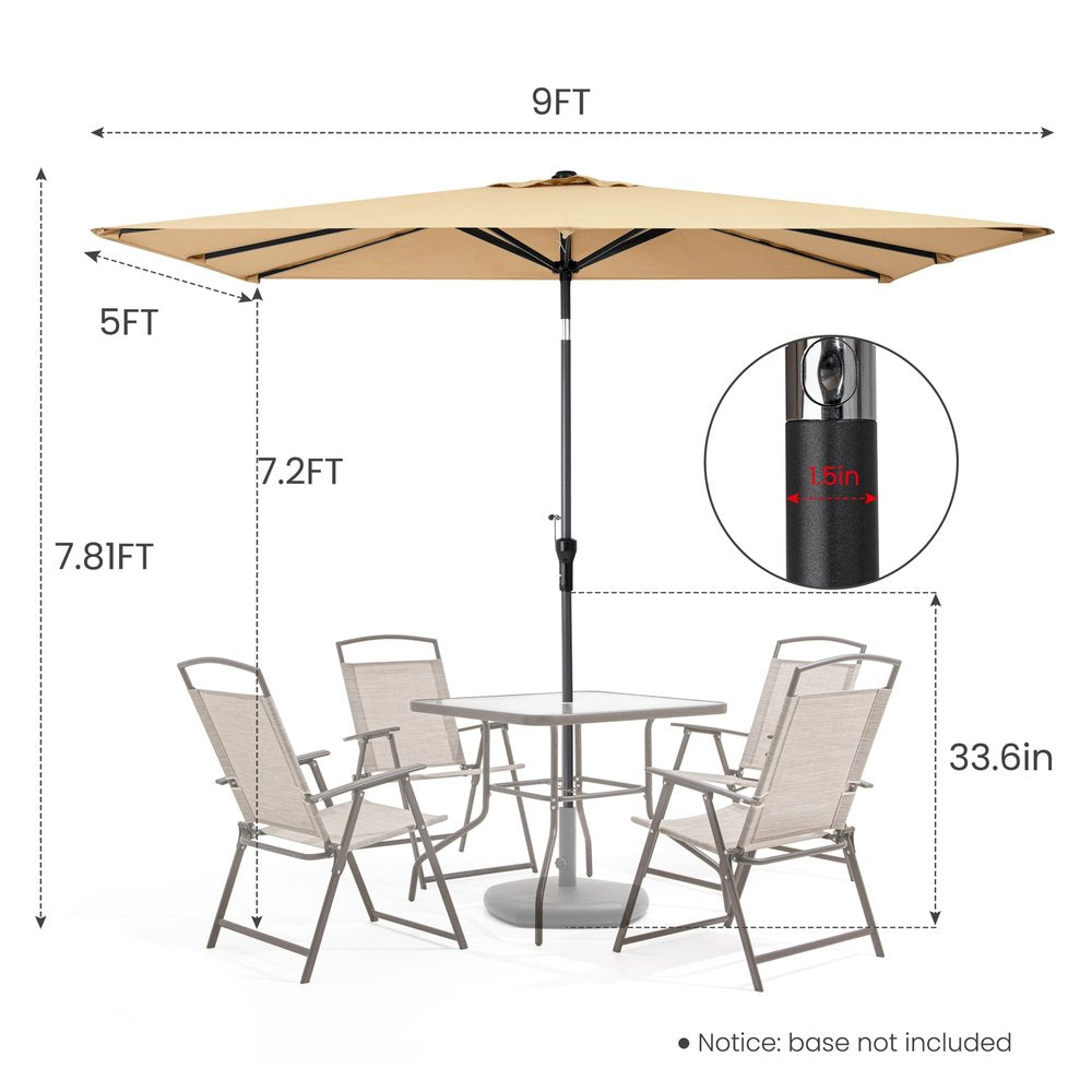 6" Tan Polyester Rectangular Tilt Market Patio Umbrella
